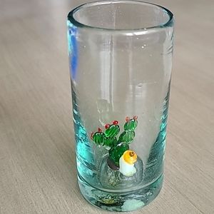 Hand Blown Tequila Shot Glass, 🌵 Mexican inside. Cinco De Mayo